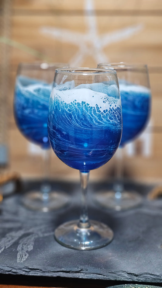 Beach Wave Wine Glass
